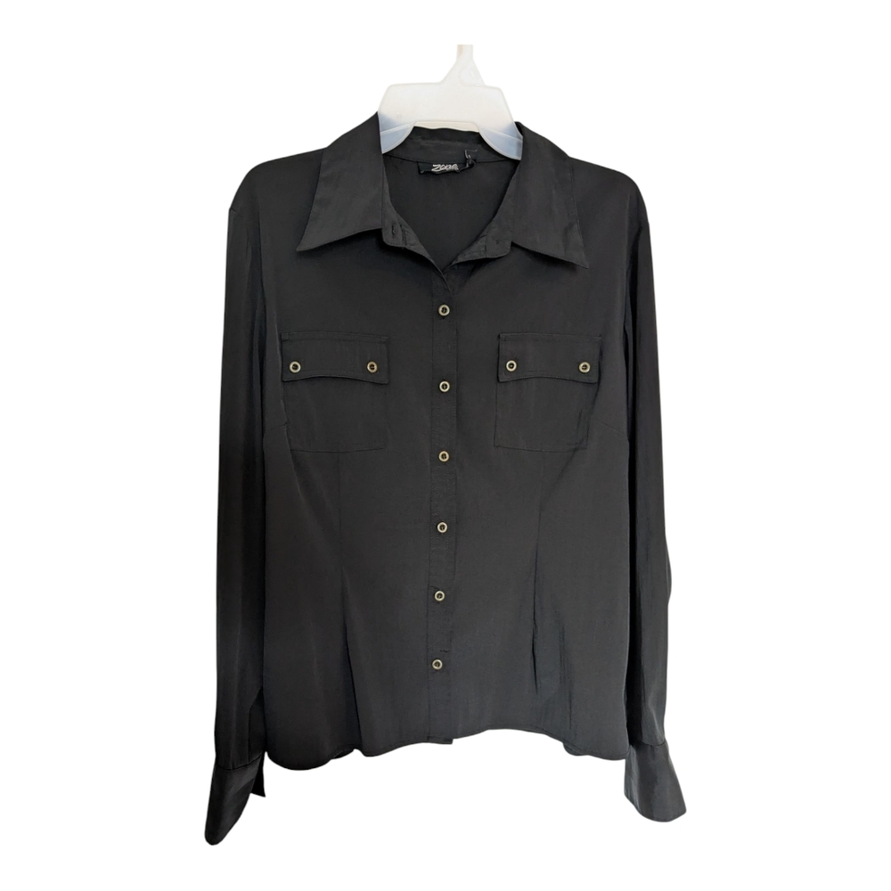 Zone Choc: Women's Black Button Down Shirt